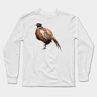 Cute Pheasant Drawing Long Sleeve T-Shirt